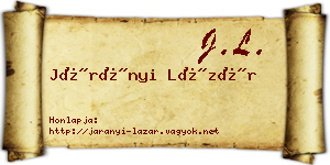Járányi Lázár névjegykártya